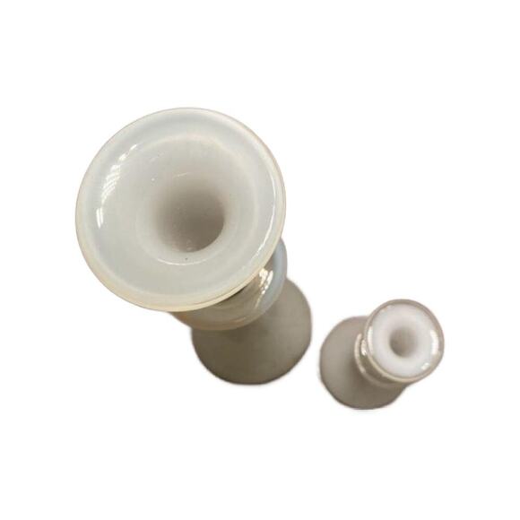 Vintage White Hand Blown Art Glass Vases, Set of 2, 13" Tall - Picture 2 of 7